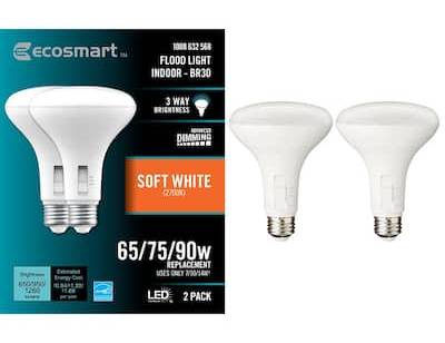 EcoSMART Br30 3-way Dimmable Led Light Bulbs, Soft White (2 ct)