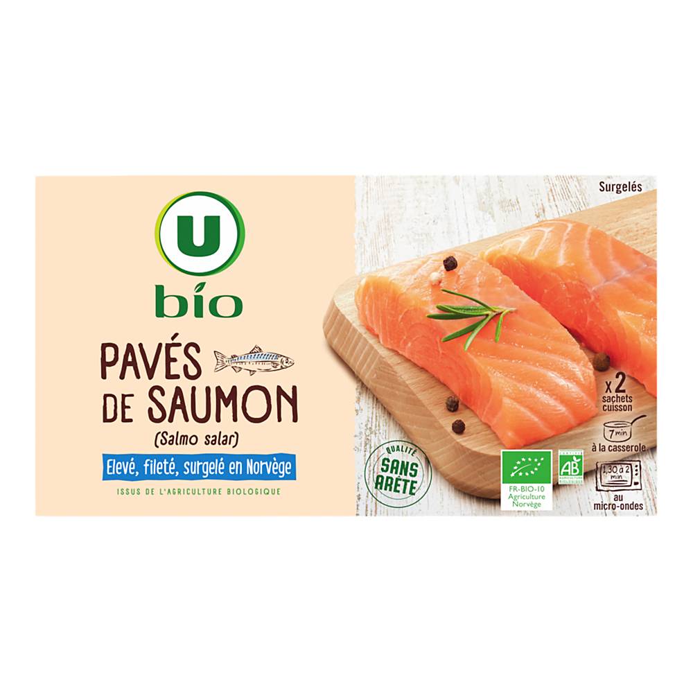Les Produits U - U bio pavé de saumon Norvège (2 pièces)