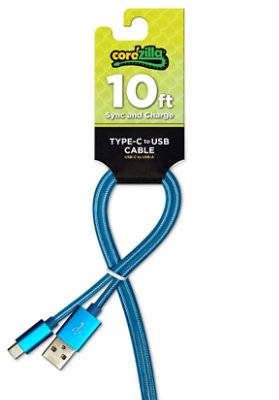 10Ft Cordzilla Usb Type C To Usb Type (ea)