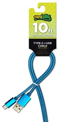 Cordzilla Rapid Charge Type C To Usb Cable, 10 ft