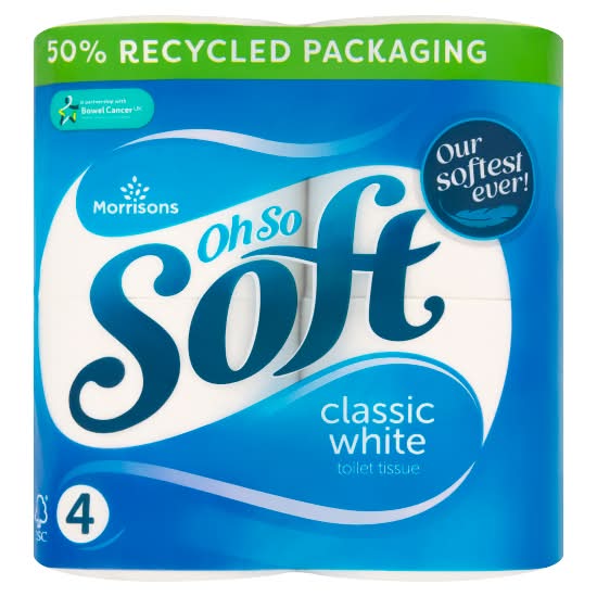 Morrisons Classic White, Oh So Soft Toilet Tissue (4 pack)
