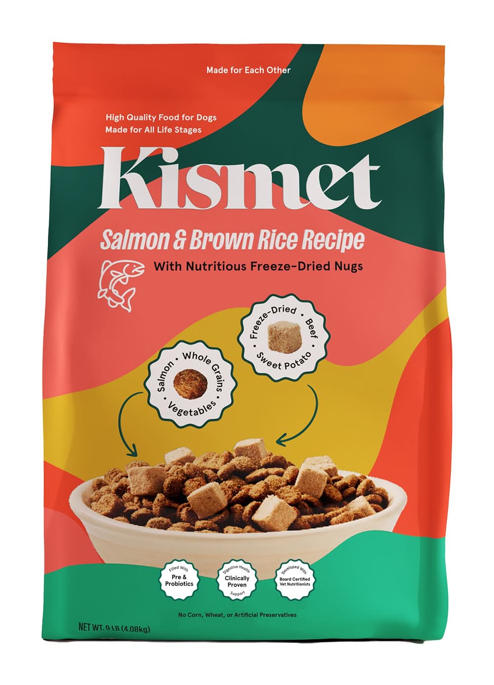 Kismet Salmon & Rice Dry Dog Food for Sensitive Stomachs & Skin, Chicken-Free, with Live Probiotics (Flavor: Salmon, Size: 9 Lb)