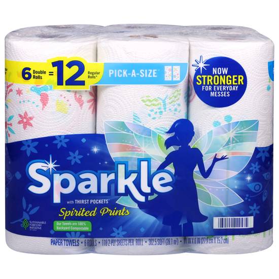 Sparkle Double Rolls Spirited Prints Paper Towels ( 6 ct )