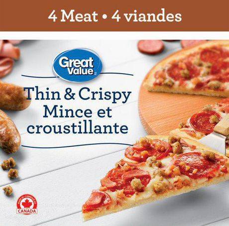 Great Value Thin and Crispy 4 Meat Pizza (390 g)