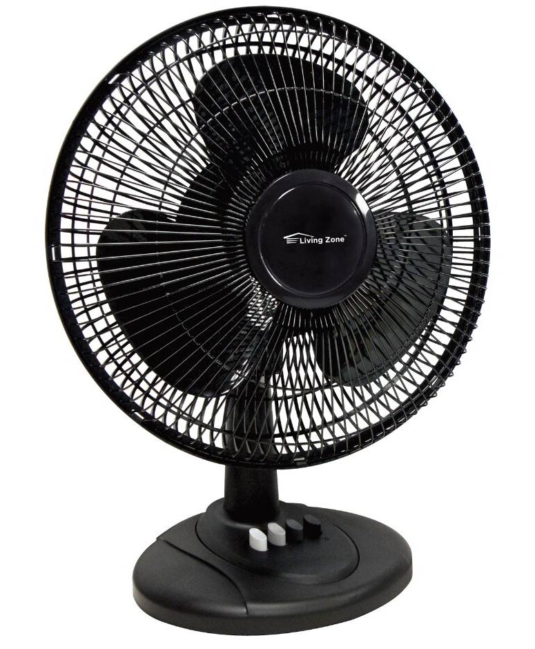 Living Zone Oscillating Table Fan, 14 in, Black