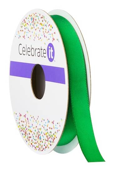 Celebrate It Satin Ribbon, 3/8 in x 5yd, Green