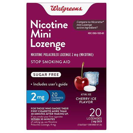 Walgreens Mini Nicotine Polacrilex Lozenge, 2 mg Cherry Ice (20 ct)