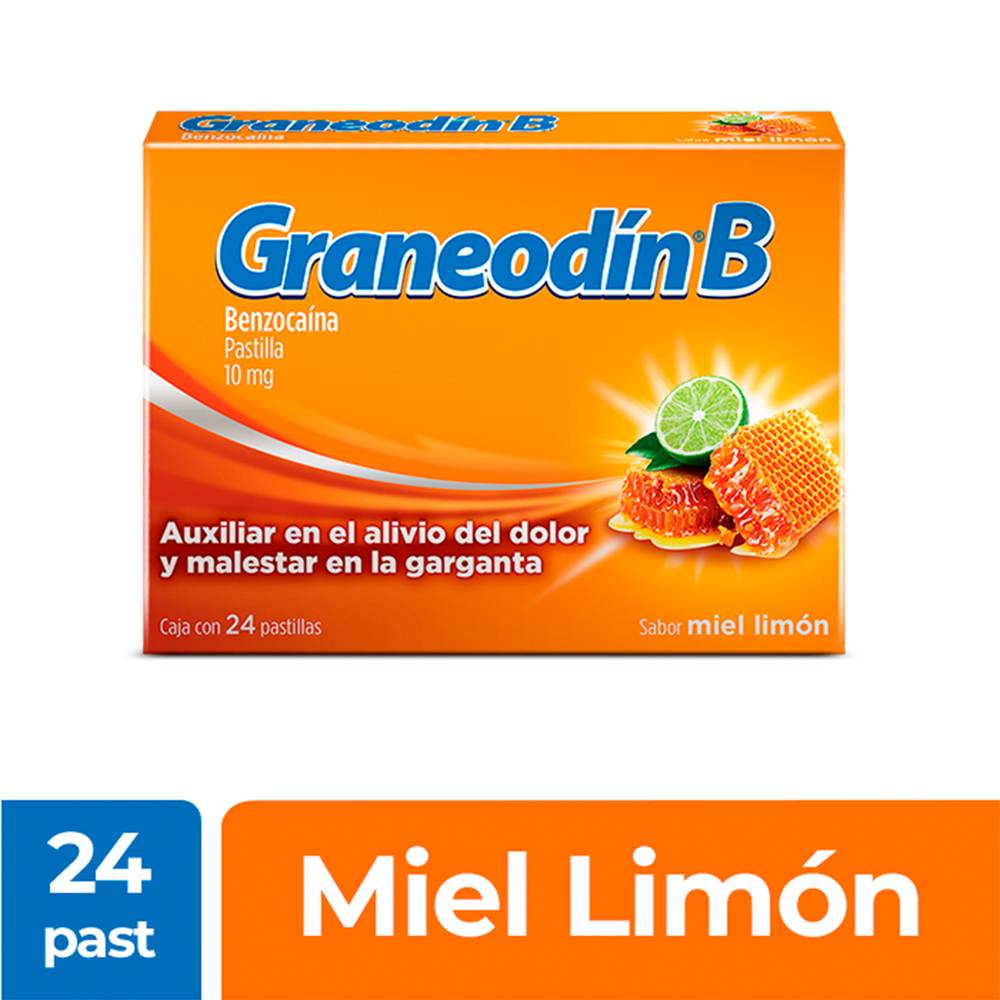 Graneodín b benzocaína pastillas 10 mg (miel-limón) (24 un)