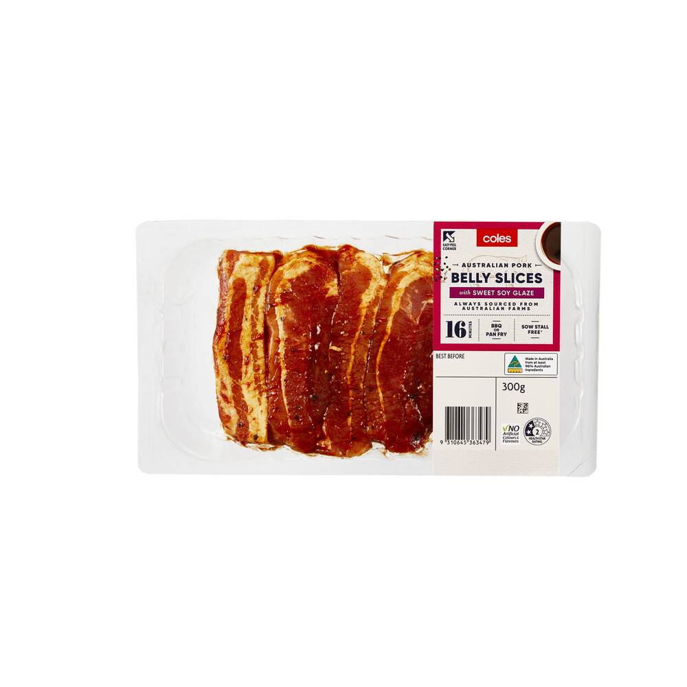 Coles Sliced Pork Belly With Sweet Soy Glaze 300g