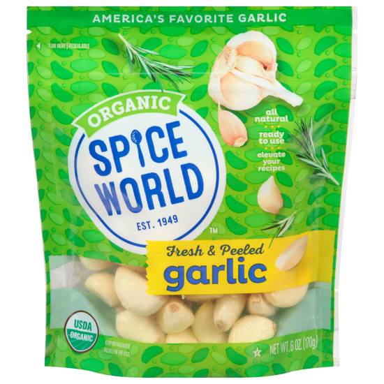 Spice World Organic Fresh & Peeled Garlic