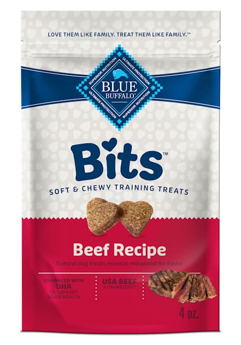 Blue Buffalo Bits Made with Natural Ingredients & Enhanced with DHA Soft Dog Treats for Training, 4 oz.