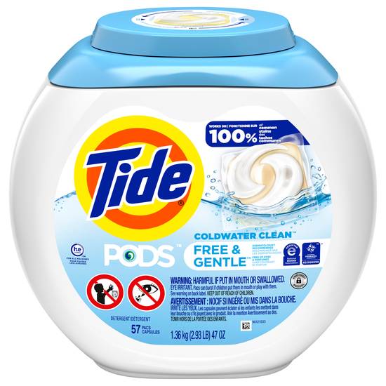 Tide Pods Free & Gentle Liquid Laundry Detergent (57 ct)