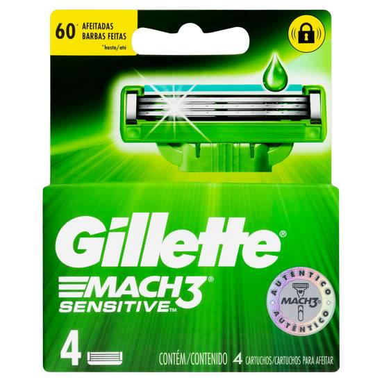 Gillette cartucho para mach 3 sensitive (4 unidades)