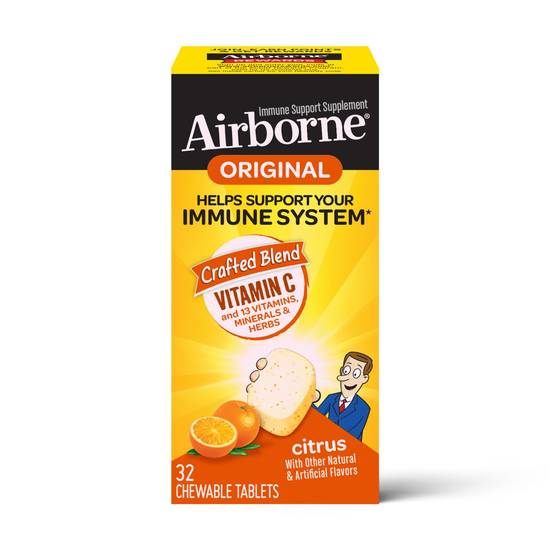 Airborne Original, Vitamin C Chewable Tablets, 1000mg, Citrus, 32 CT