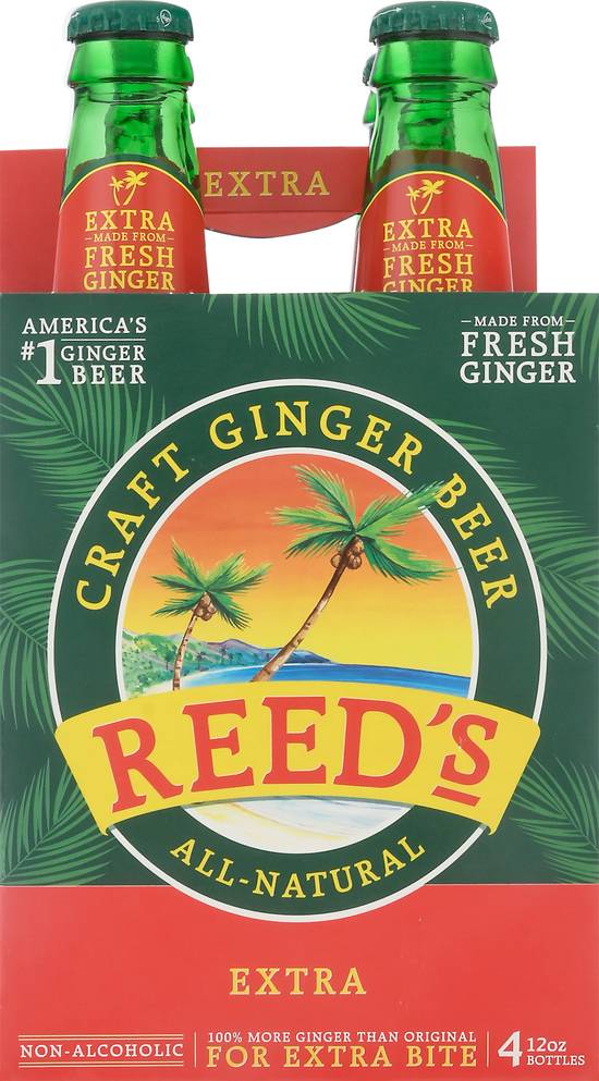 Reed's Extra Ginger Beer Bottles (4 ct, 12 fl oz)