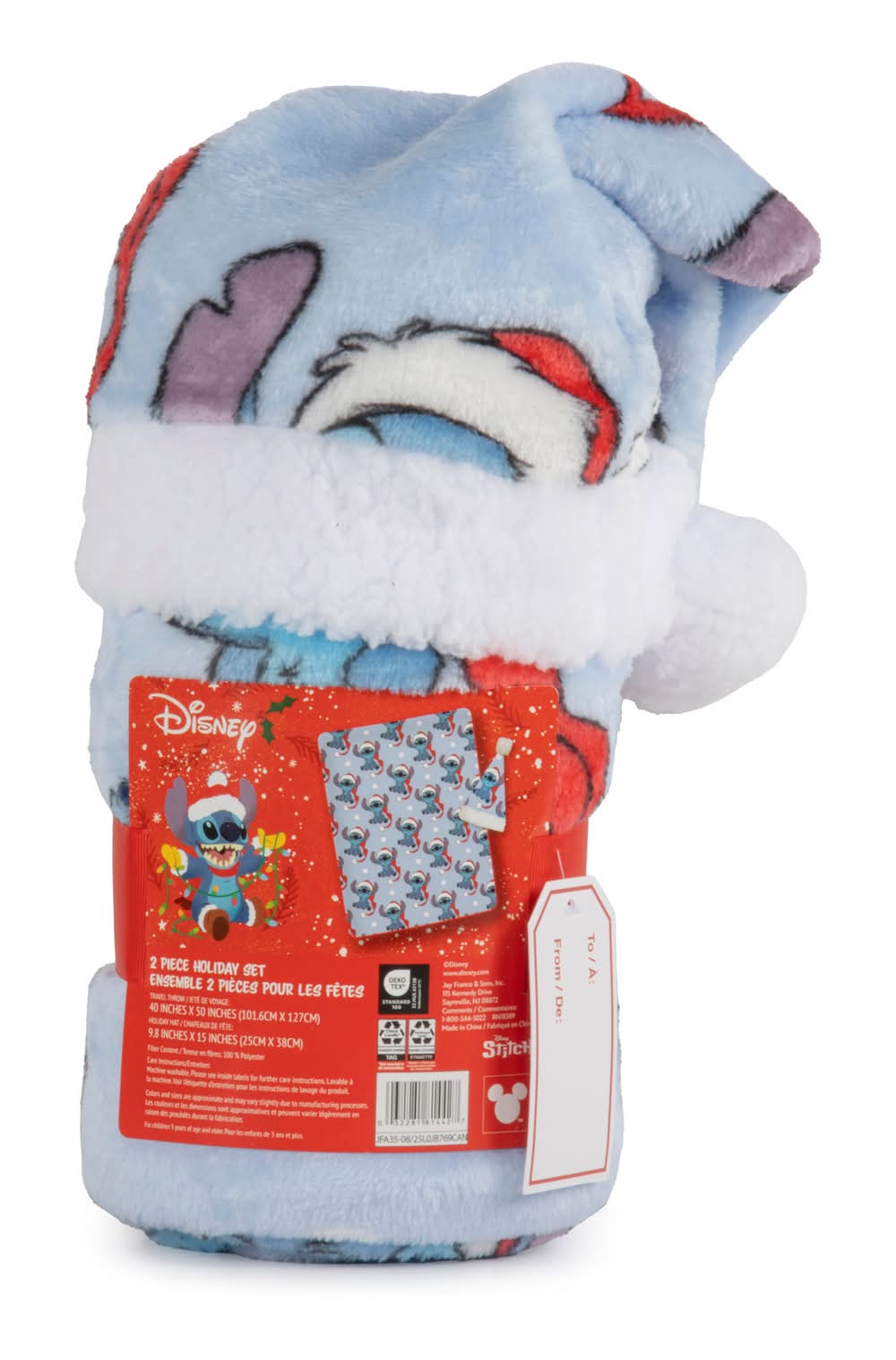 Licensed Novelty Printed Throw with Santa Hat, 46-in x 60-in. (Stitch)