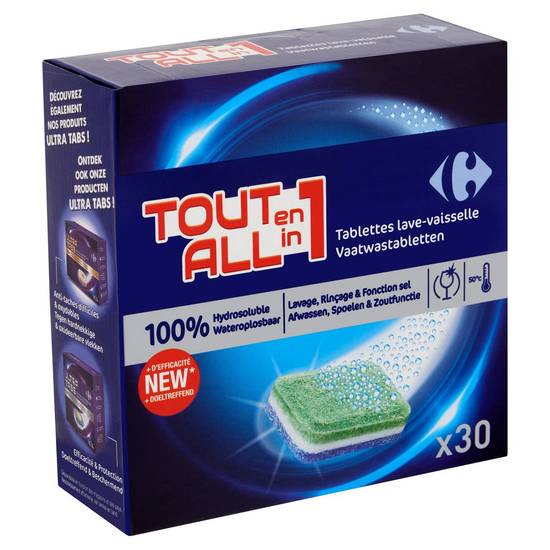 Carrefour Tout en 1 Tablettes Lave-Vaisselle 30 x 15 g