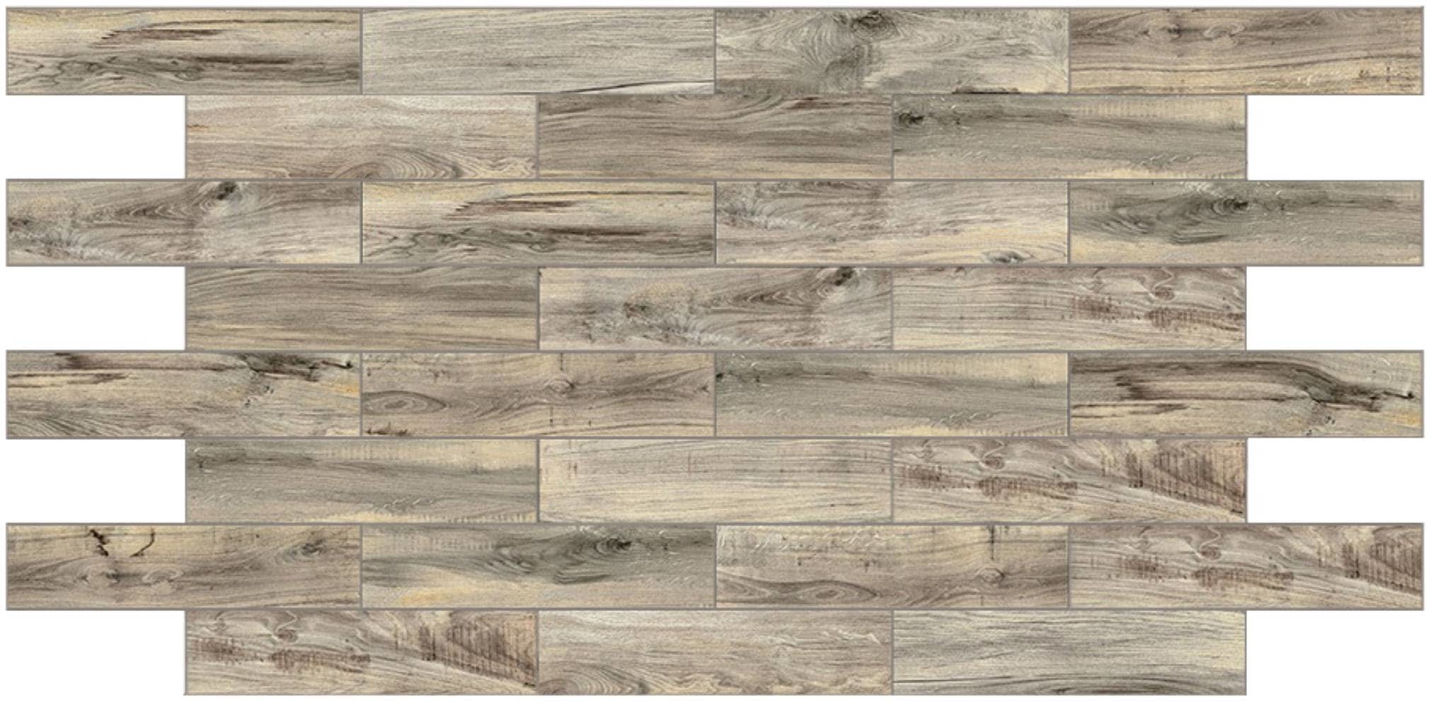 allen + roth Madeira Barnwood Buff 6-in x 24-in Matte Porcelain Wood look Plank Floor and Wall Tile ( 0.96-sq ft Piece )