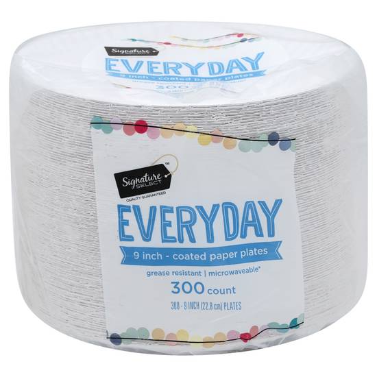 Signature Select 9" Everyday Coated Paper Plates (300 plates)