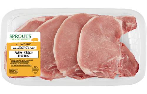 Sprouts Bone-In Pork Loin Center Cut Thin Chops No Antibiotics Ever (Avg. 1.1lb)