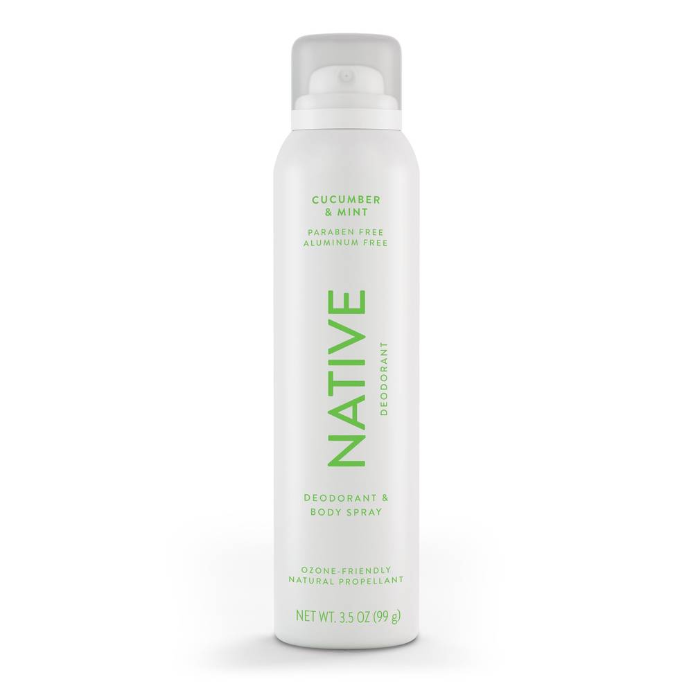 Native Aluminum Free All Day Deodorant & Body Spray, Cucumber & Mint, 3.5 Oz