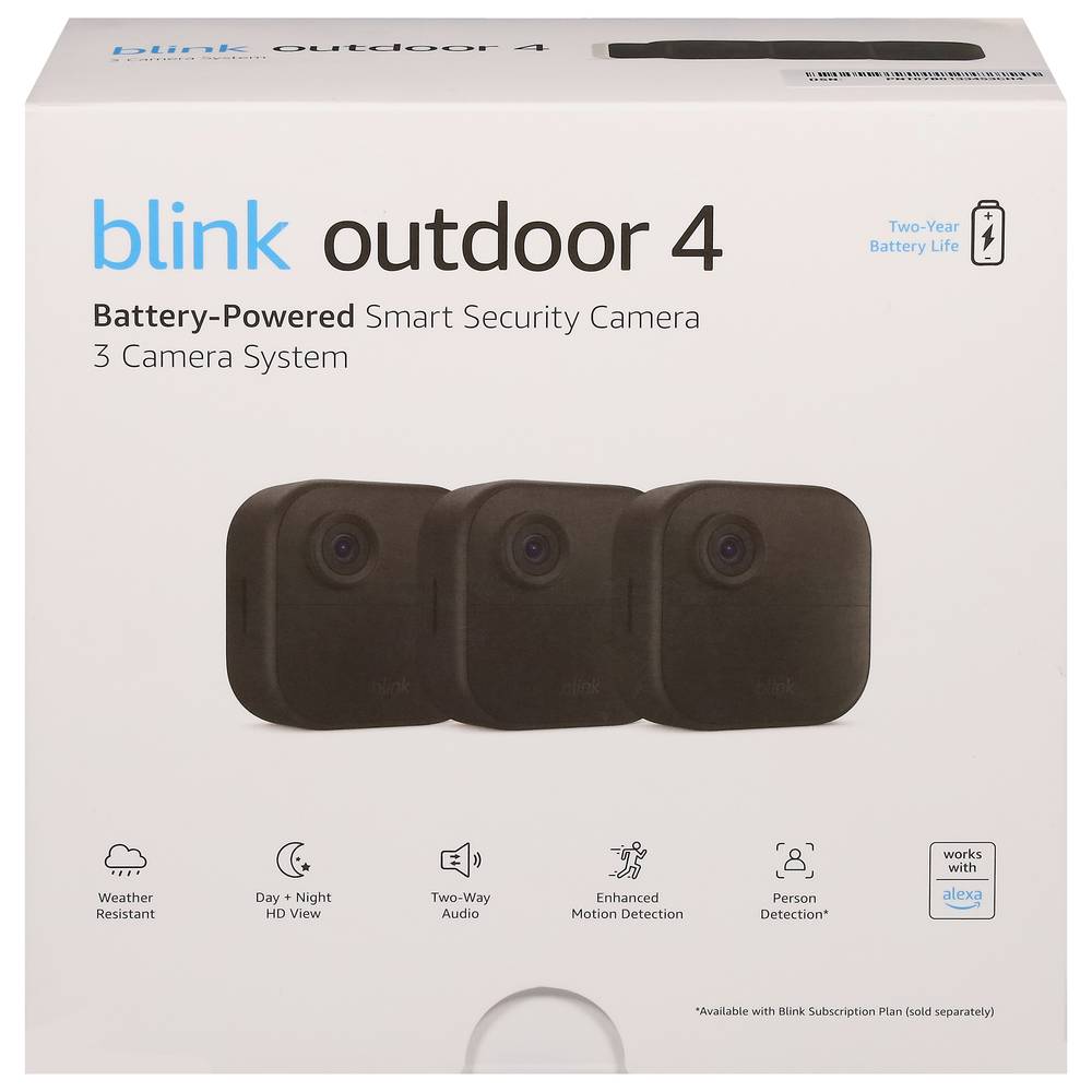 Blink Outdoor 4 Wireless Smart Security Camera System, Black (3 pack)