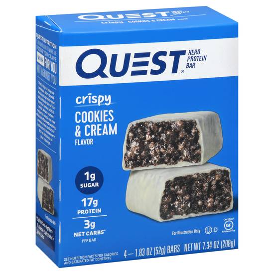 Quest Crispy Cookies & Cream Protein Bar (4 x 1.8 oz)