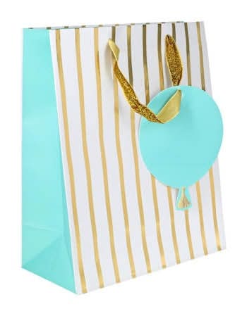 Large Gift Bags Gold Stripe