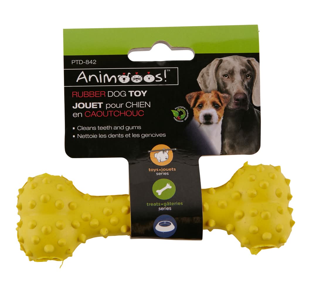 Animooos! Rubber Dog Toy, Yellow
