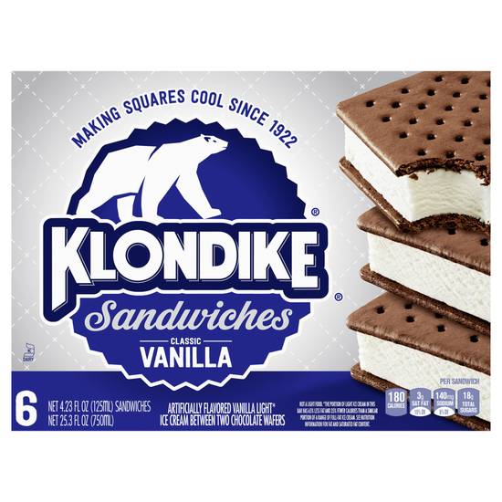 Klondike Classic Vanilla Ice Cream Sandwiches (6 ct)