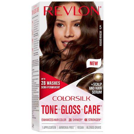 Revlon Colorsilk Tone Gloss Care Demi Permanent Hair Color, 5 Medium Brown