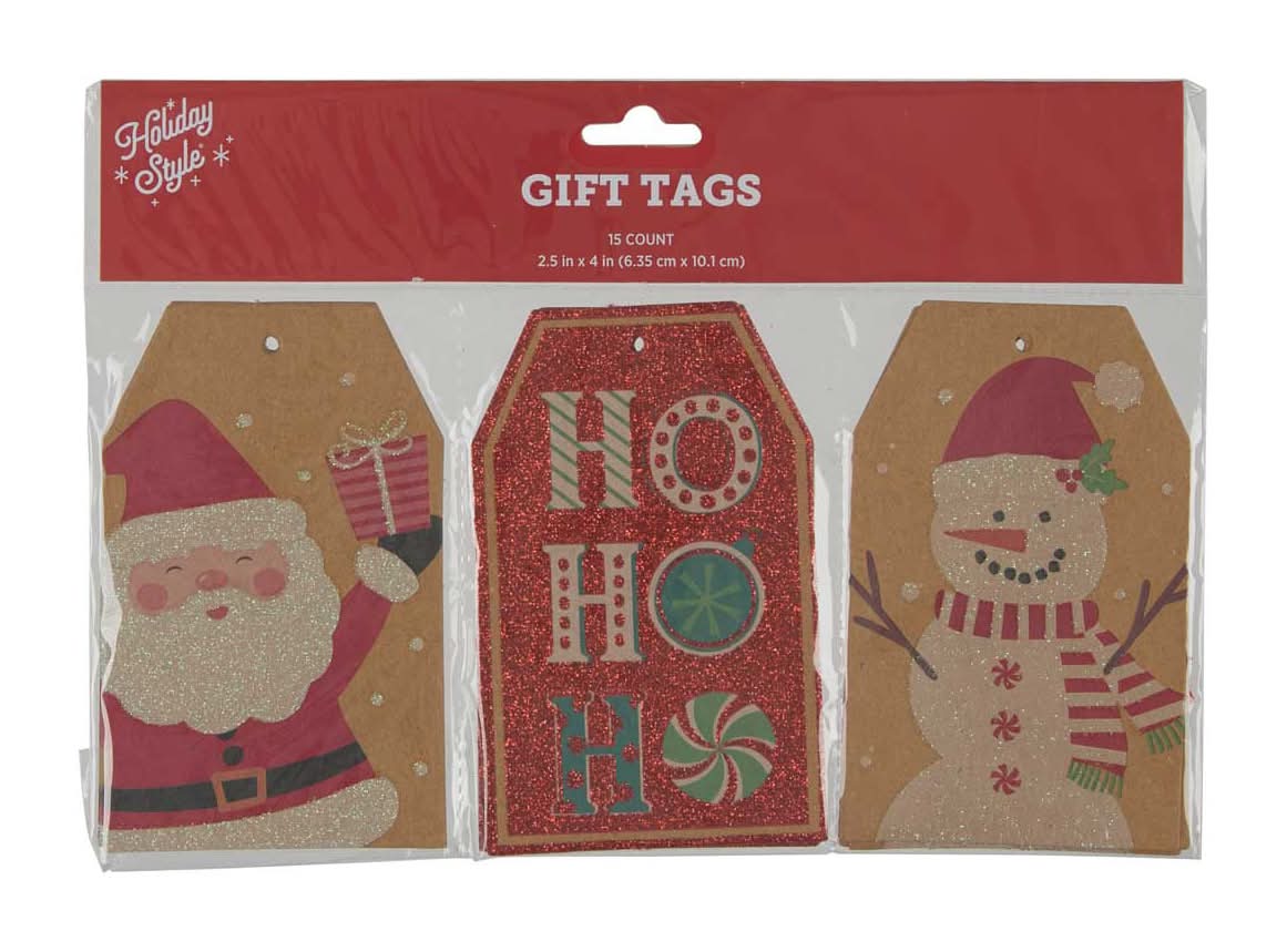 Holiday Style Christmas Kraft Gift Tags, 2.5x4 in (15 ct)