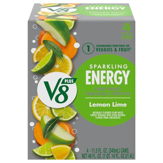 V8 +Energy Sparkling Lemon Lime Energy Beverage (4 ct)