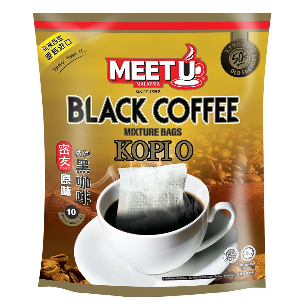 Meet U Black Coffee Mixture Bags Kopi O (10 ct, 10 g)
