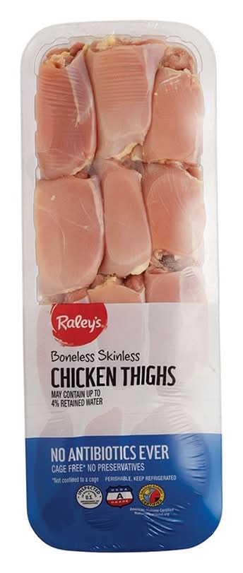 Raley'S Chicken Boneless Skinless Thighs Club Pack No Antibiotics Ever Per Pound