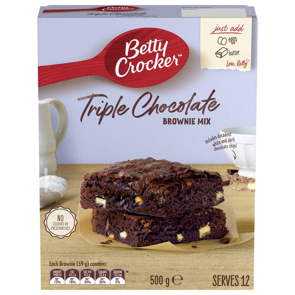 Betty Crocker Brownie Mix, Triple Chocolate (500g)