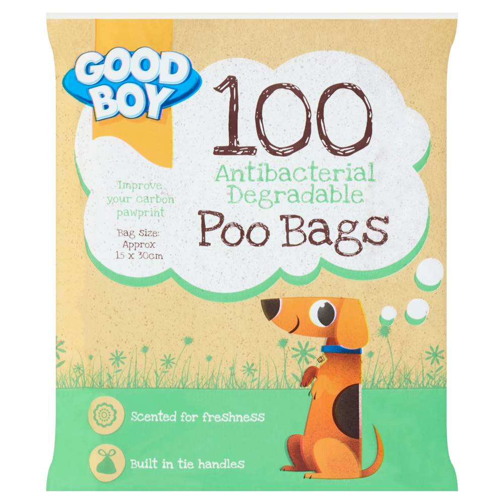 Good Boy 15 cm*30 cm, Antibacterial Degradable Poo Bags (100 pack)