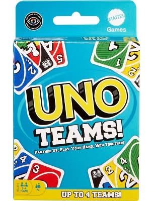 UNO Teams Playing Card Game 7+ Up, Assorted