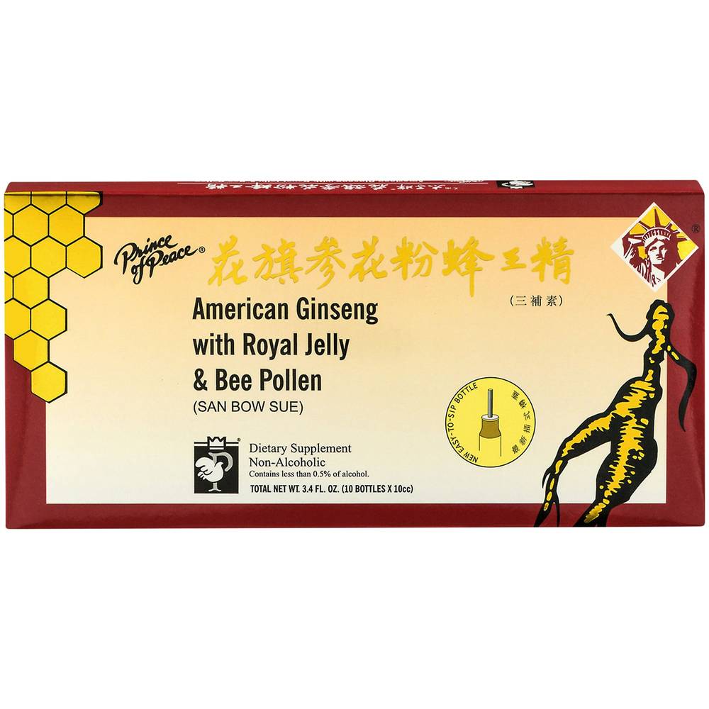 Amer Ginseng With Royal Jelly & Bee Pollen (10 Single Serving Bottles)