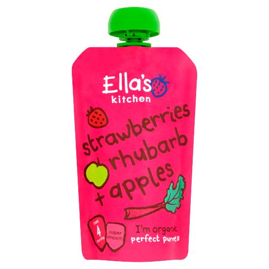 Ella's Kitchen Organic Strawberries, Rhubarb and Apples Baby Food Pouch 4+ Months (120g)