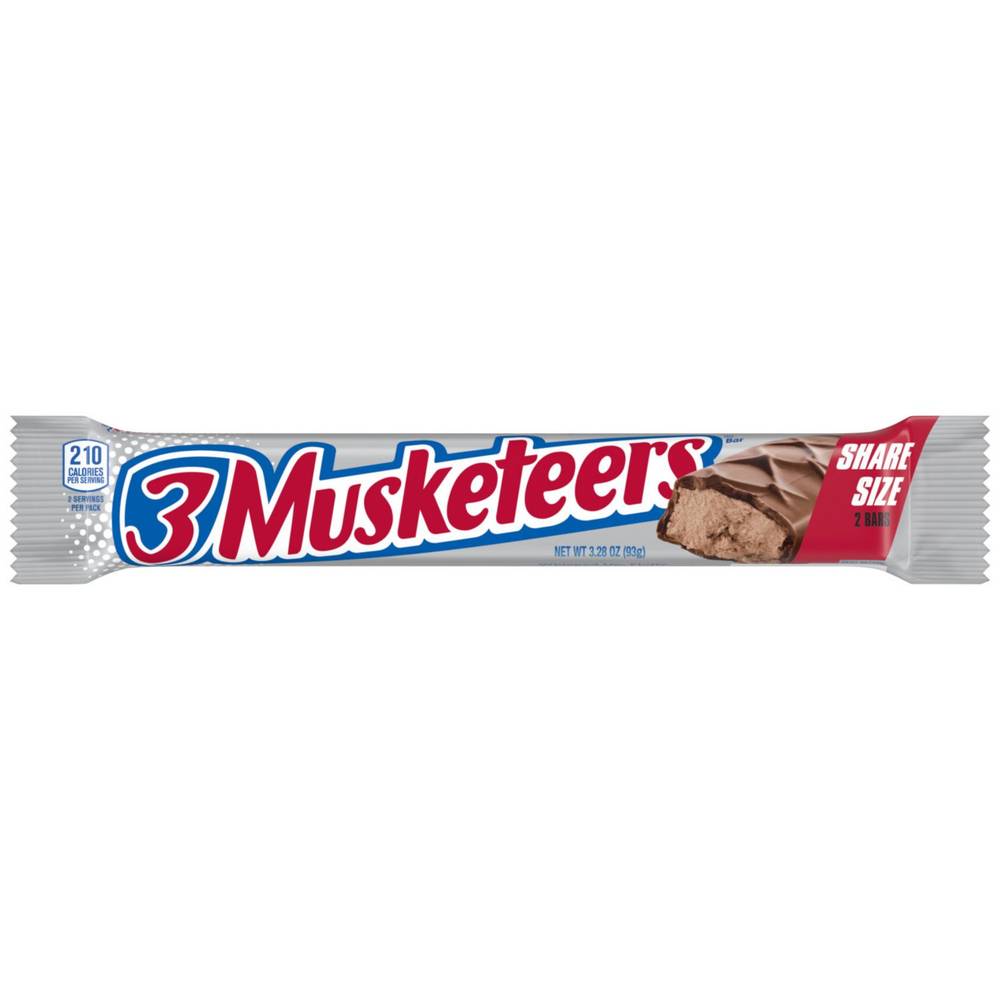 3 Musketeers, Milk Chocolate Candy Bar, Sharing Size, 3.28 Oz