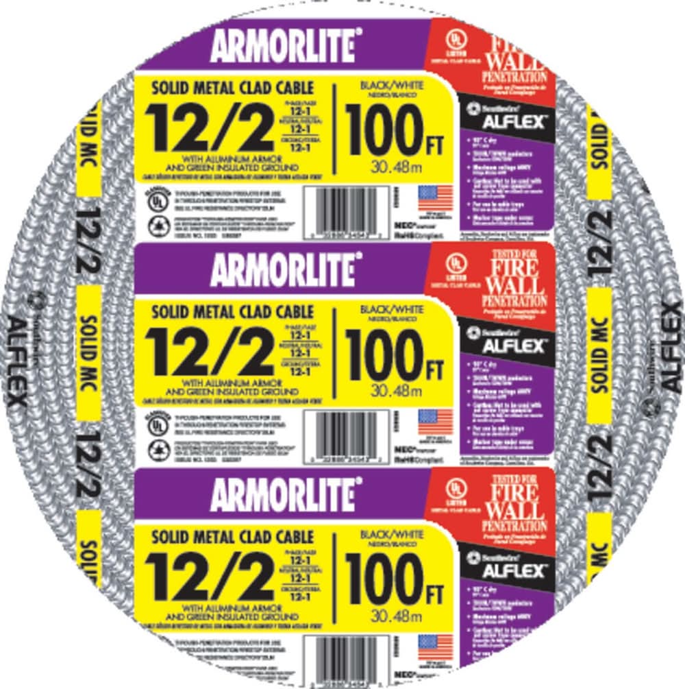 Southwire Armorlite 100-ft 12 / 2 Solid Aluminum MC Cable (Metal Clad)