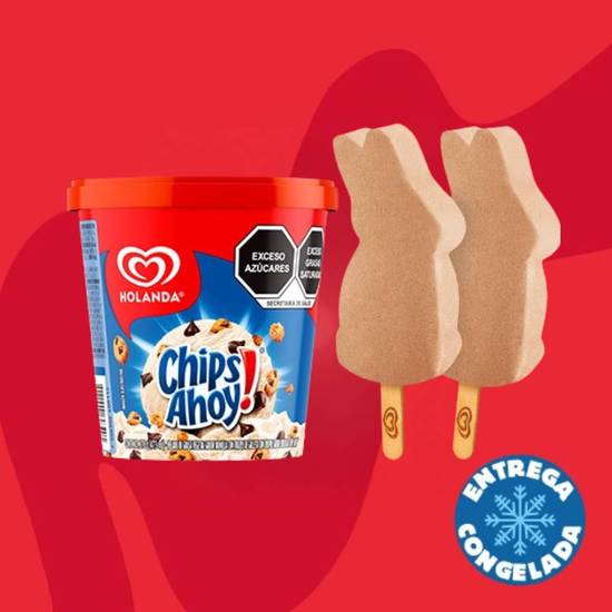 1 Micha Chips Ahoy! + 2 Paletas Conejos Turín