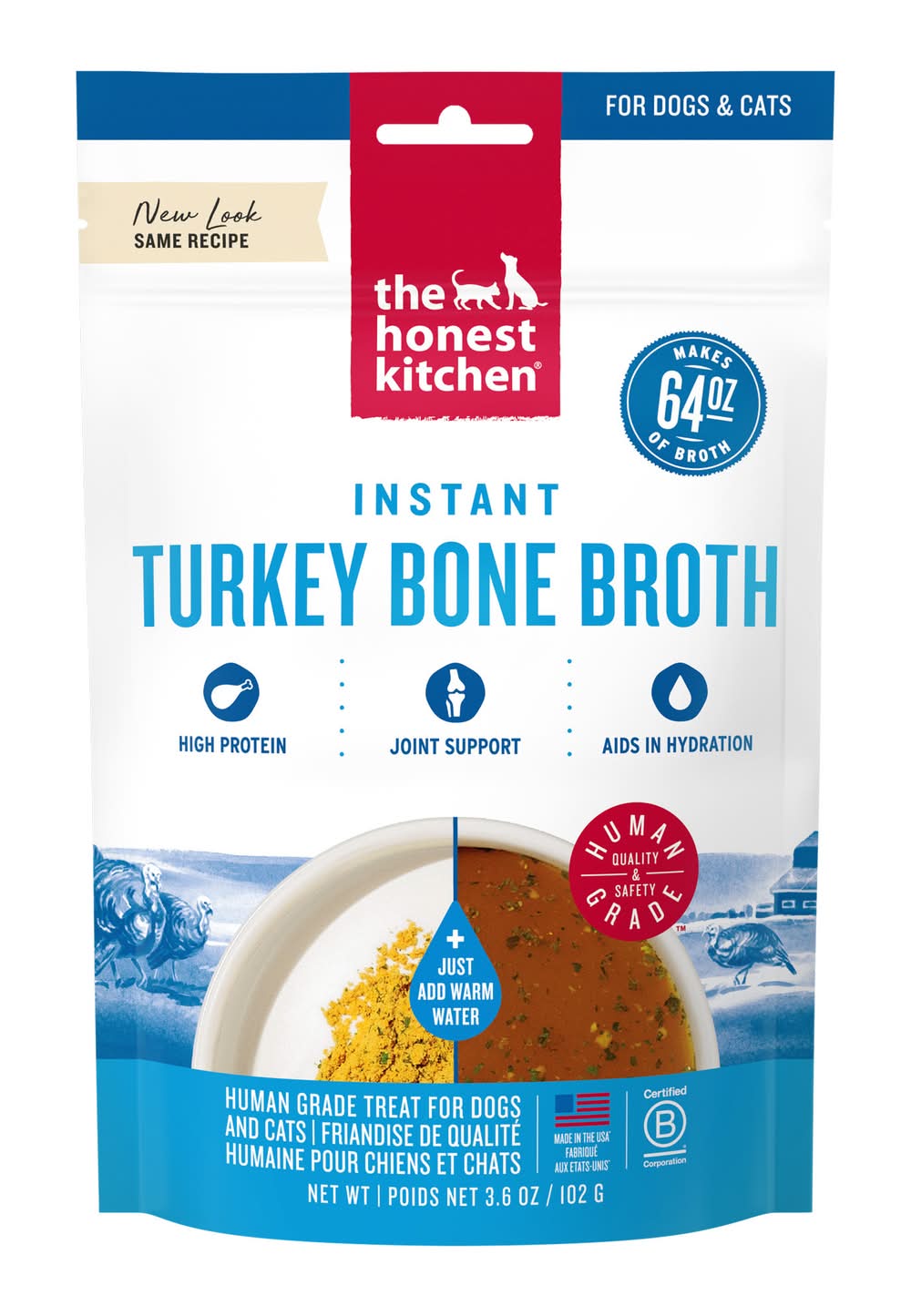 The Honest Kitchen Daily Boosters Instant Bone Broth With Turmeric, Turkey (3.6 oz)