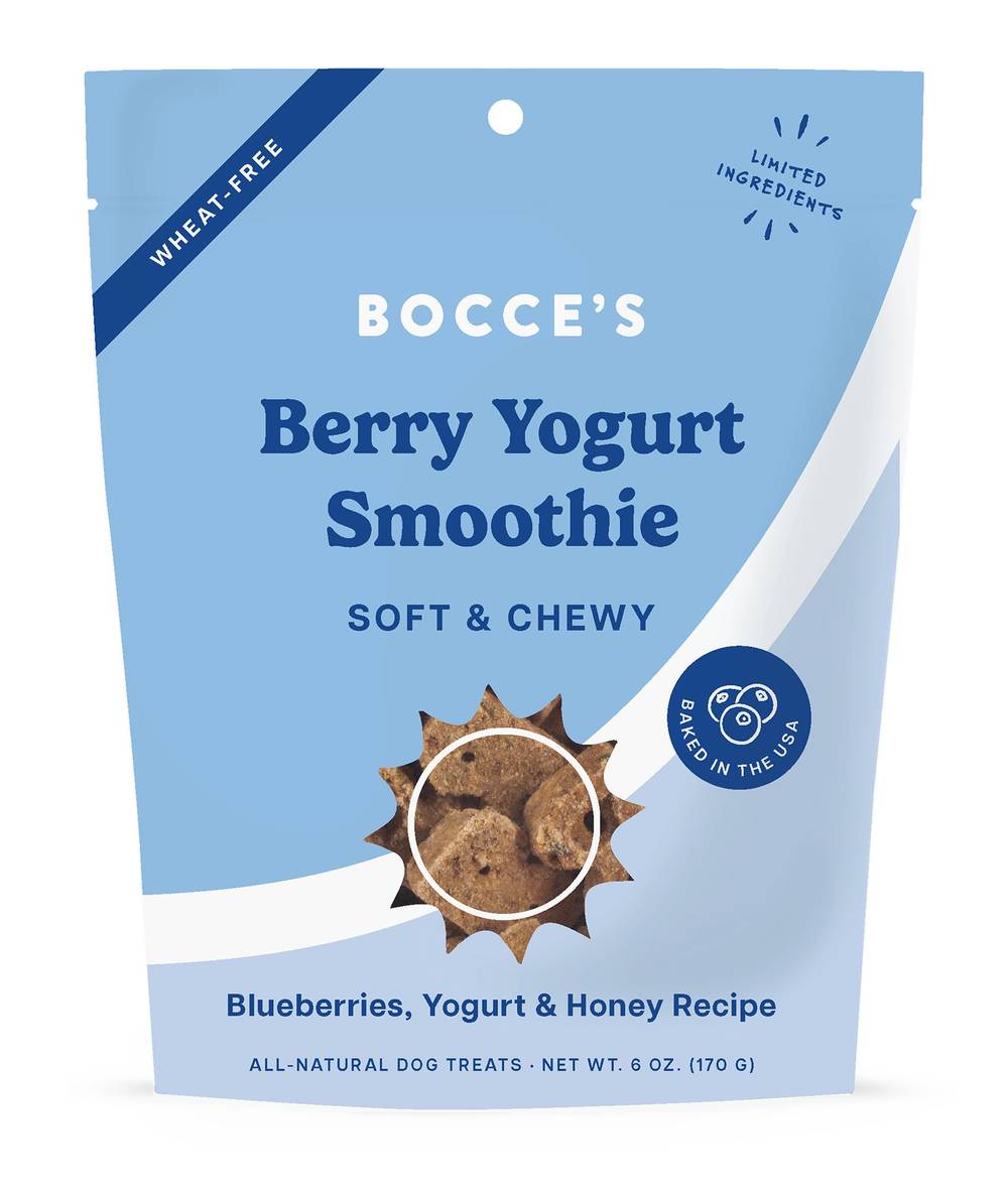 Bocce's Bakery Smoothie Soft & Chewy Dog Treat, Blueberry-Yogurt-Honey (6 oz)