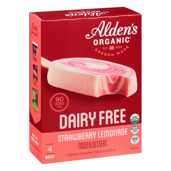 Alden's Organic Organic Vegan Dairy Free Strawberry Lemonade Bar (4 x 2.5 fl oz)