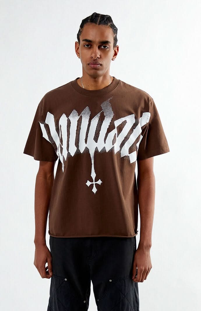 Men's Vandals Cropped T-Shirt Brown L