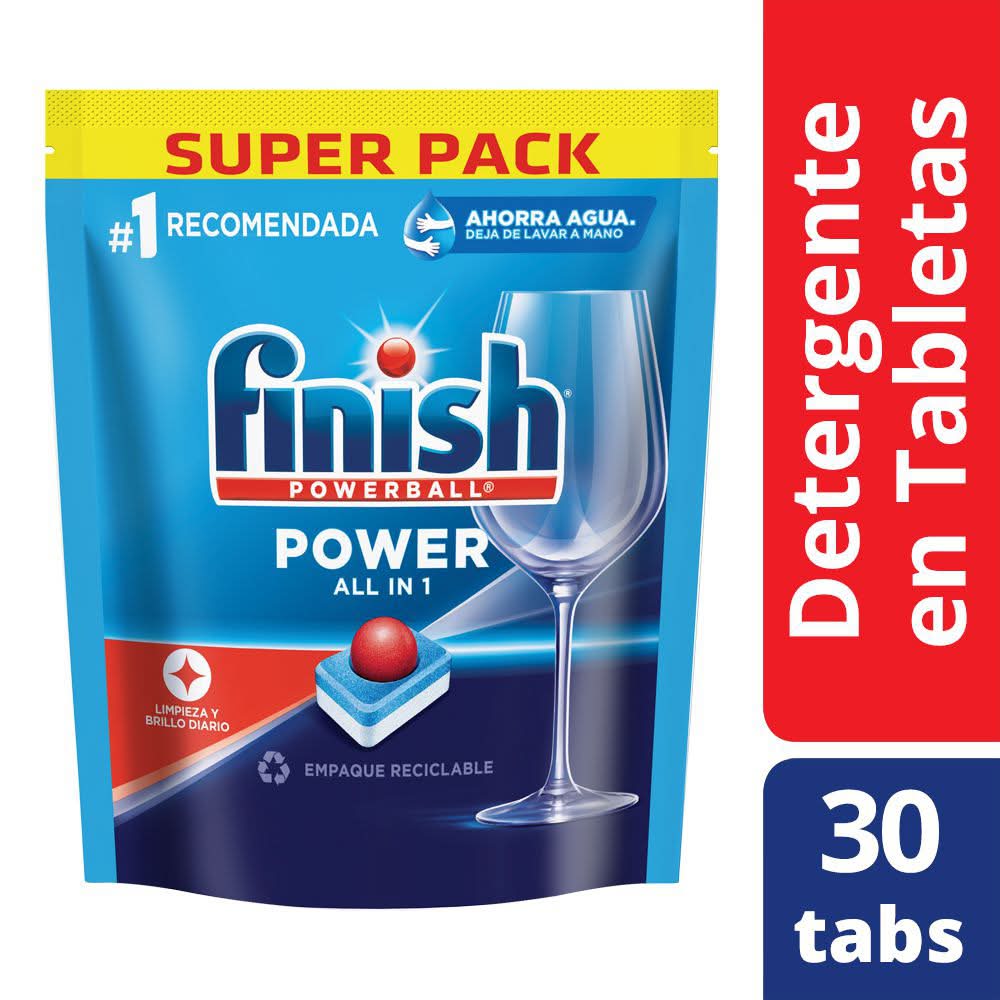 Finish · Powerball all in 1 detergente para lavavajillas en tableta (30 un)