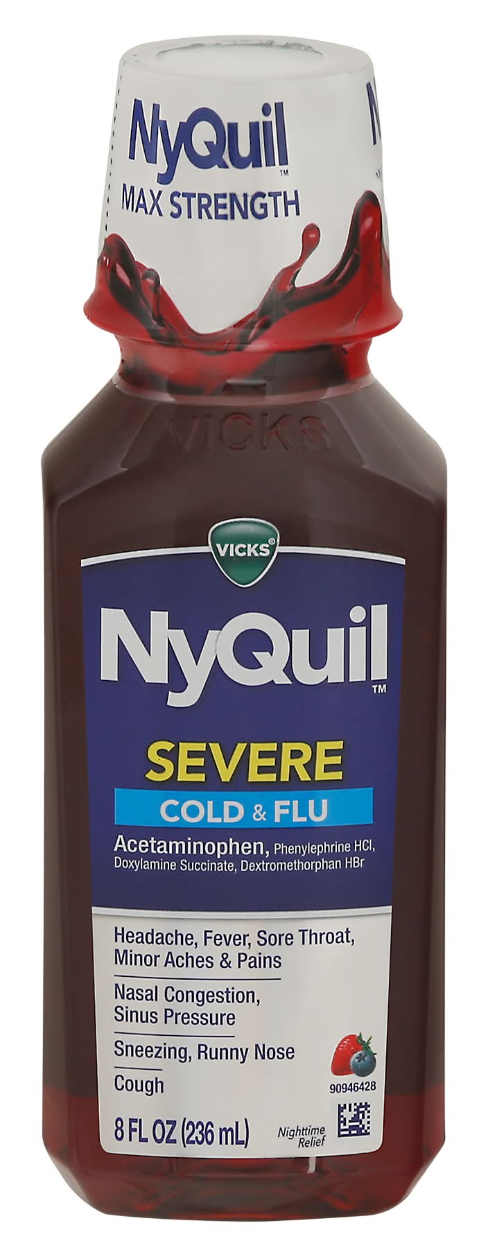 Vicks Nyquil Severe Berry Flavor Cold & Flu (8 fl oz)