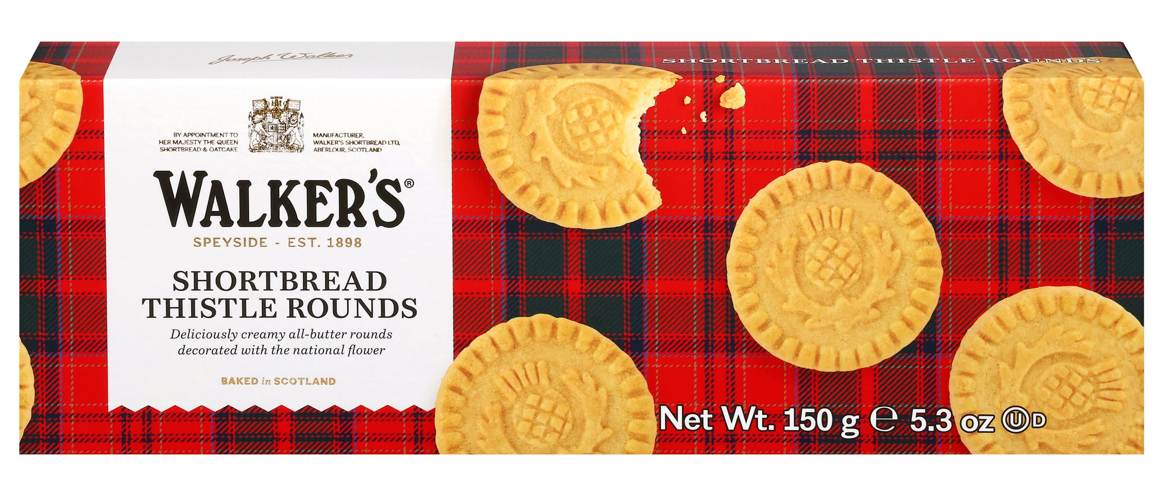 Walkers Shortbread Thistle Rounds Cookies, Butter (5.3 oz)